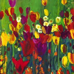 Tulpentanz / Dancing tulips::Acryl auf Leinwand / Acrylic on canvas, 80 x 80 cm
