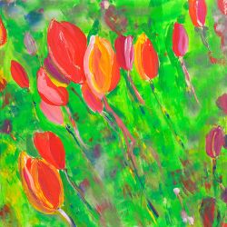 Tulpen im Wind / Tulips in the wind::Acryl auf Leinwand ( Acrylic on canvas, 80 x 80 cm