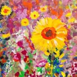 Die Sonnenblume / Sunflower::Acryl auf Leinwand / Acrylic on canvas, 80 x 80 cm