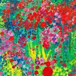 Im Rosengarten / Rosegarden::Acryl auf Leinwand / Acrylic on canvas, 100 x 100 cm